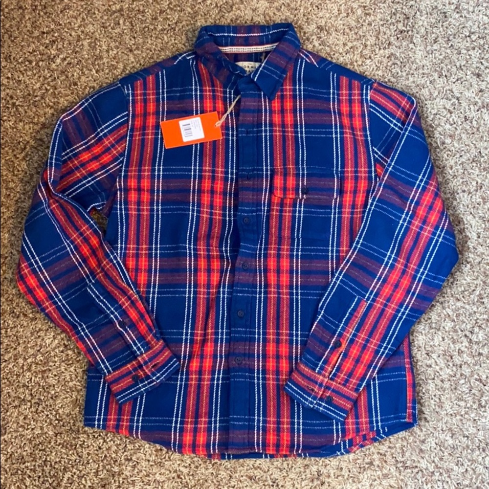 Boone Woven Button Down Flannel Shirt - Navy Plaid